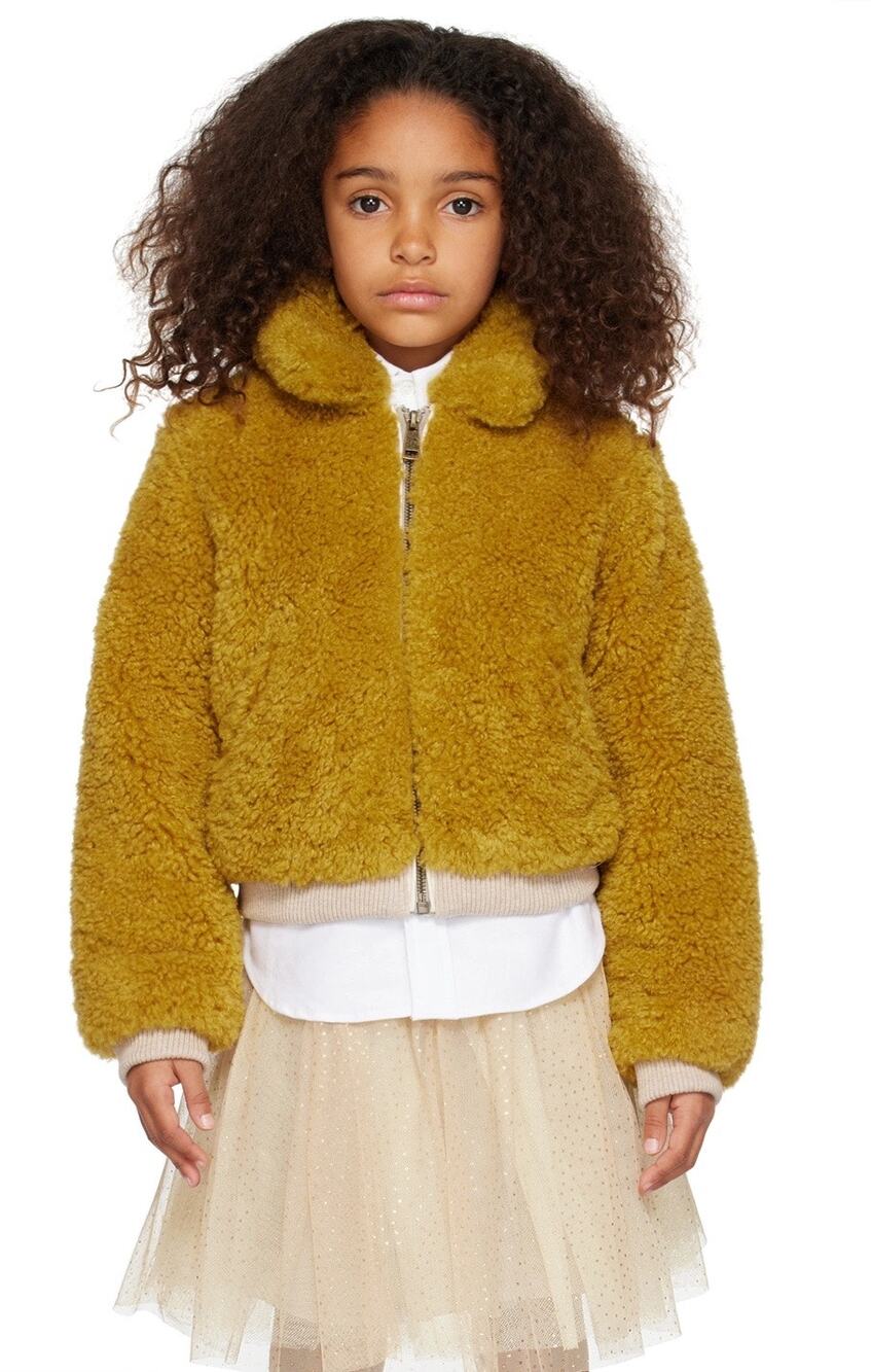 Bonpoint Girls mustard Birdie Sherpa jacket
